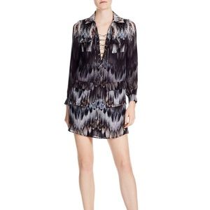 Haute Hippie She Too Will Rise Lace-Up Dress in Black White Orange sz6